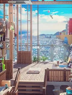 一秒入夏的画作 : 小满已至，雨水丰盈，热烈的夏日随即到来。 #夏日绘画  #插画  #绘画  #日系绘画  #小清新画面  #清新的颜色  #场景插画