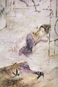 古风手绘插画画集水彩人物上色素材插画绘画彩铅教程青梅XF155