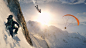 General 3840x2160 video games Steep mountains snow Sun parachutes skydiver skydiving snowboards clouds wingsuit men Ubisoft flying paragliding