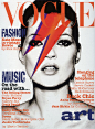 #经典封面# Vogue UK May 2003: Kate Moss by Nick Knight. 英版《Vogue》03年5月封面,致敬David Bowie.