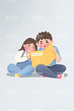 世界读书日儿童节看书卡通   - 源文件下载【酷图网】故事书,学习,看书,读书,儿童读物,看书卡通,儿童节,读书日,世界读书日,IP系列故事