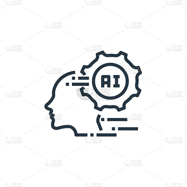 人工智能图标向量来自人工智能概念。人工智能可编辑笔画的细线插图。人工智能线性符号，用于网络和。素材-花瓣网