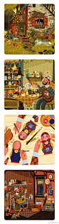 #ZC每日分享# illustration by paolaescobar<br/>浓郁的色彩像苦咖啡一样可以慢慢品味#儿童插画# ​​​​