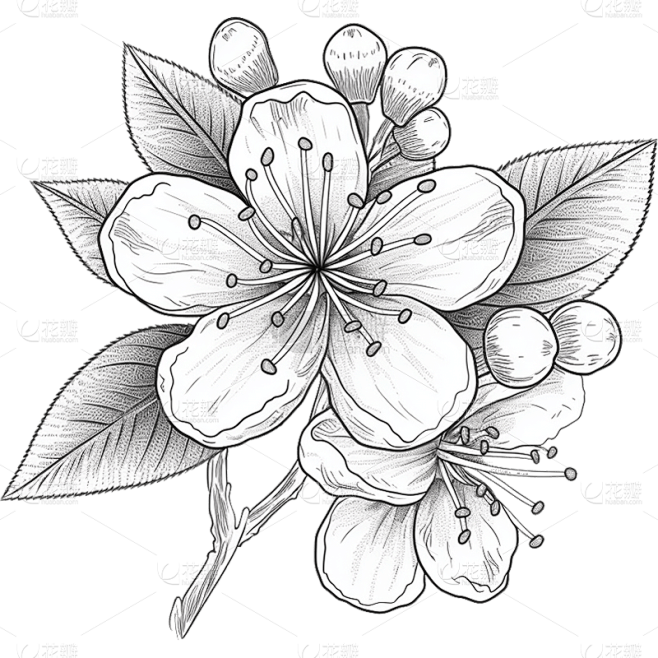 梅花线稿