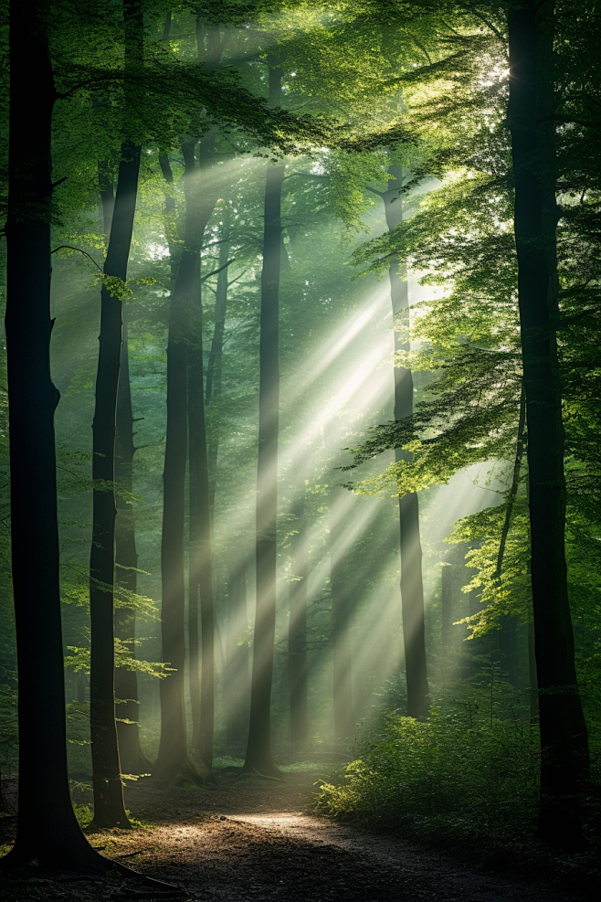 森林里的丁达尔光线