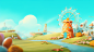 Disneyland, windmill, city, clay materials, C4D, 8k, hd