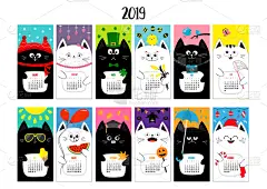 可爱的,水平画幅,猫,日历,2019,幽默,儿童,婴儿,冬天,白色