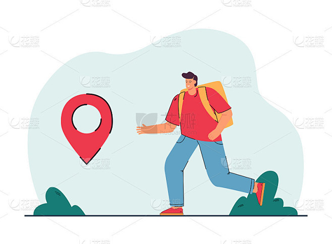 快乐的男性旅行者到达目的地