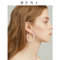BENJ新款欧美风简约几何C字彩色滴油花朵镂空大耳圈显瘦造型耳饰-淘宝网