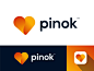 pinok 品牌标识的移动应用程序图标品牌护理创意约会应用程序电子商务渐变心雇用徽标设计师 ios 应用程序像徽标徽标设计师爱极简主义徽标现代徽标流行徽标简单趋势徽标矢量徽标