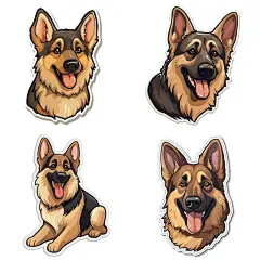 德国牧羊犬德牧黑贝插画矢量图设计素材