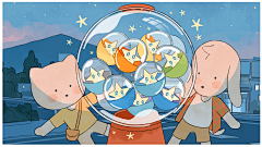 花逝逝采集到扁平化插画丰富色彩