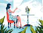 Cheers vector design drink plant simple art ux ui cheers girl character icon illustration