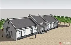 徽派中式风格养老院建筑su模型