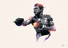On The Wall　体育英雄插画系列——默罕默德·阿里（Muhammad Ali）20世纪拳坛诞生的最伟大的英雄之一，他的出现超越了拳击、体育，成为一个时代的偶像。阿里的拳击天赋勿庸置疑，1960年罗马奥运会轻重量级的金牌似乎就决定了阿里命中注定要成为一位伟大的拳击家。他诙谐幽默，喜欢用语言和诗来愚弄对手，而他精湛的技术和著名的“蝴蝶舞步”构筑了他拳击家的伟大业绩。