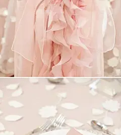 深圳市好百年婚礼策划中心：#婚礼布置# 淡粉色的餐桌布置细节 !