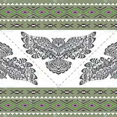 Owl抽象无缝模式。民族几何装饰。