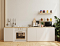 Photo modern white kitchen interior with furniturekitchen interior with white wall