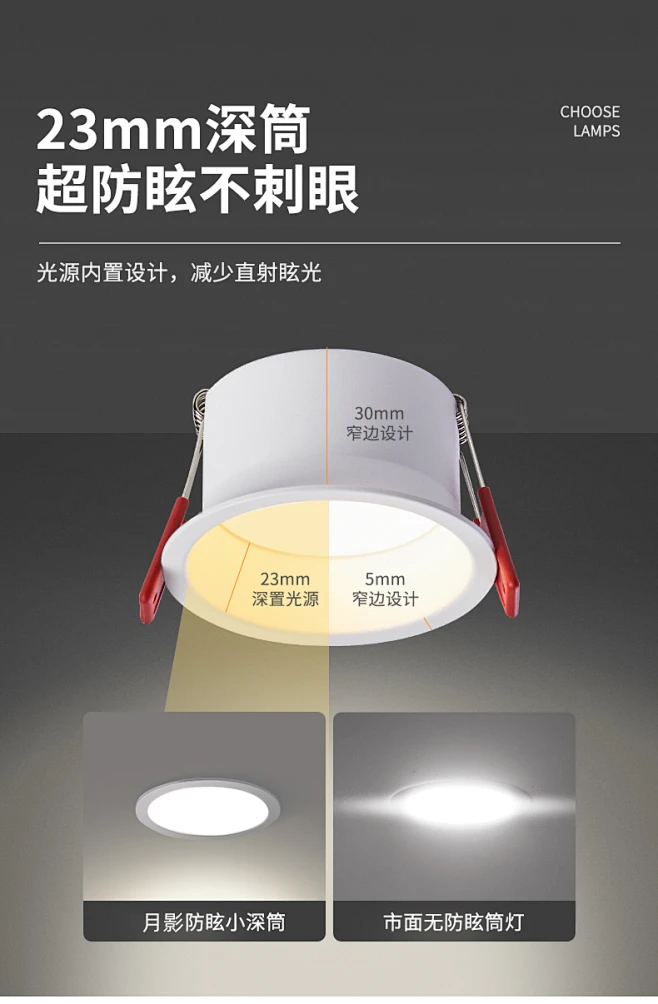 月影防眩led筒灯嵌入式天花家用无主灯暗装过道超薄窄边过道射灯-tmall.com天猫-花瓣网