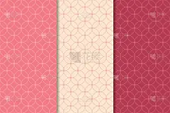 樱桃红几何图案。无缝模式集