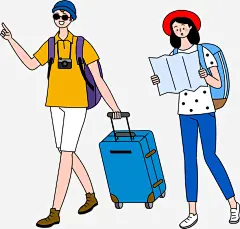 手绘旅游情侣人物插画免抠素材免费下载_觅元素51yuansu.com