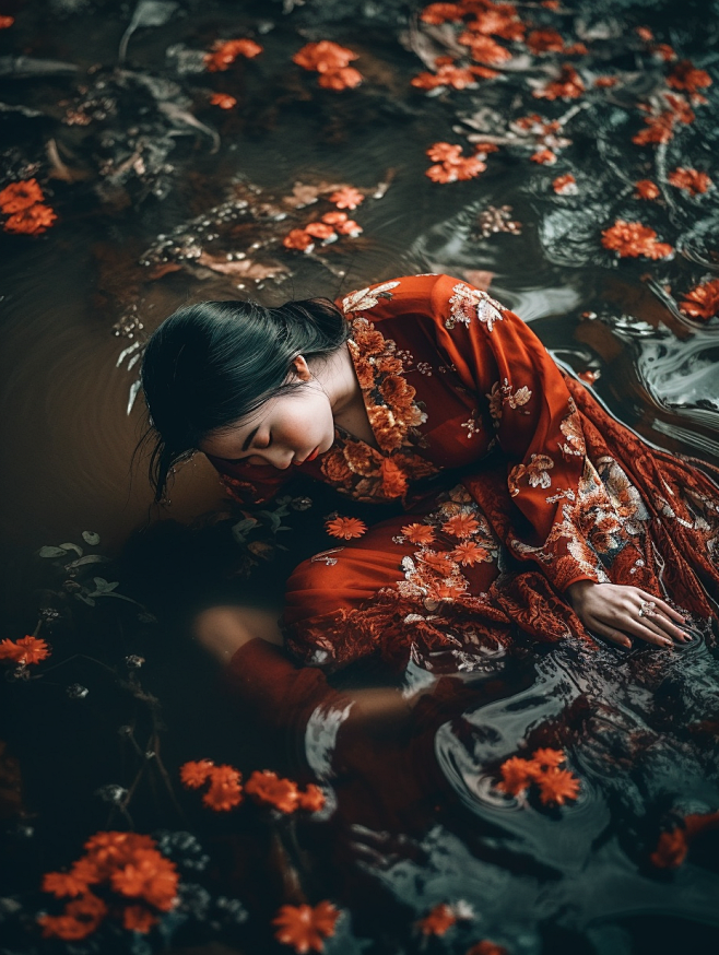 mantou_girl_fall_face_down_to_the_water_wearing_dress_Chinese_s ...