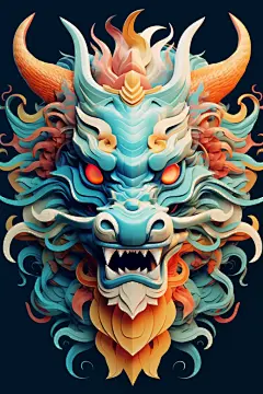 卡通龙年龙头中国龙春节元素插画元素