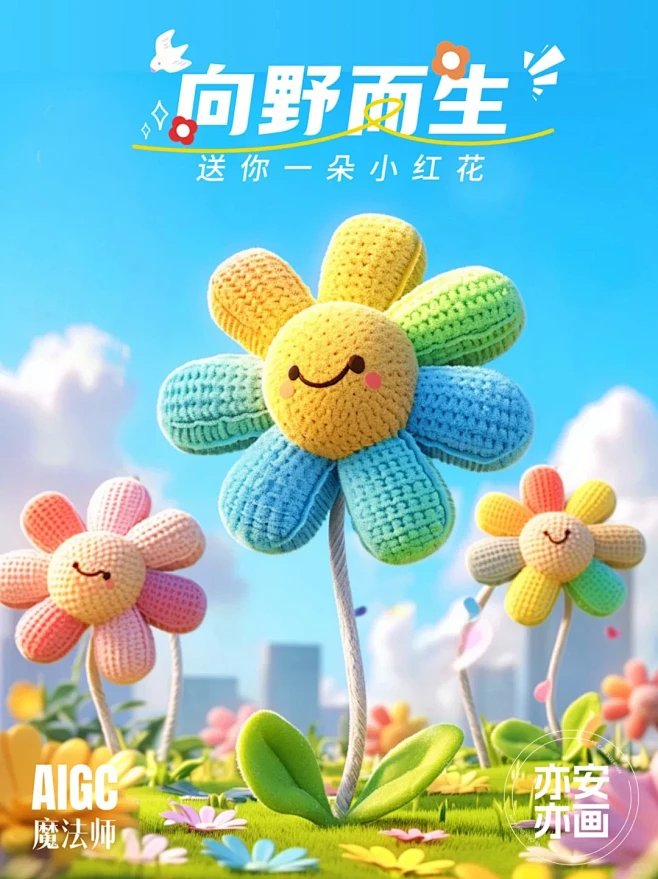Ai绘画|万物生长毛线材质 附关键词 -...