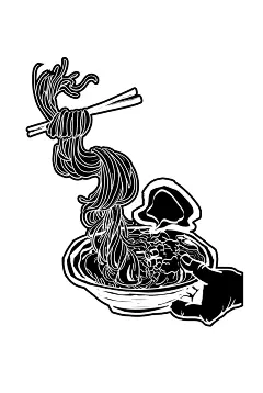 牛肉拌粉手绘素材{印章款）