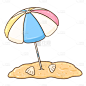 手绘-海边游玩元素-遮阳伞