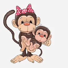 卡通幸福的猴子妈妈矢量图高清素材 卡通 可爱 幸福 手绘 猴子妈妈抱着小猴子 矢量图 蝴蝶结 元素 免抠png 设计图片 免费下载 页面网页 平面电商 创意素材