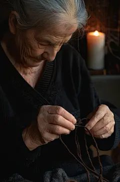 AI数字艺术母亲节织毛衣缝衣服图片