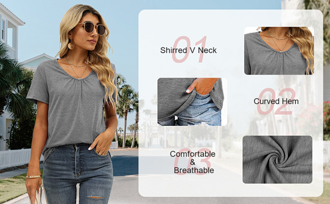 shirred v neck tops ...