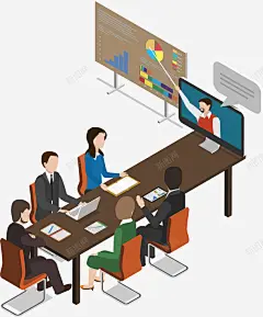 手绘扁平化办公场景 页面网页 平面电商 创意素材
