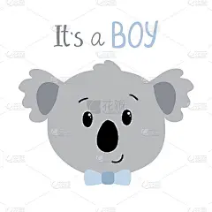 手绘小男孩考拉头。如果是文本，则是男孩。矢量图