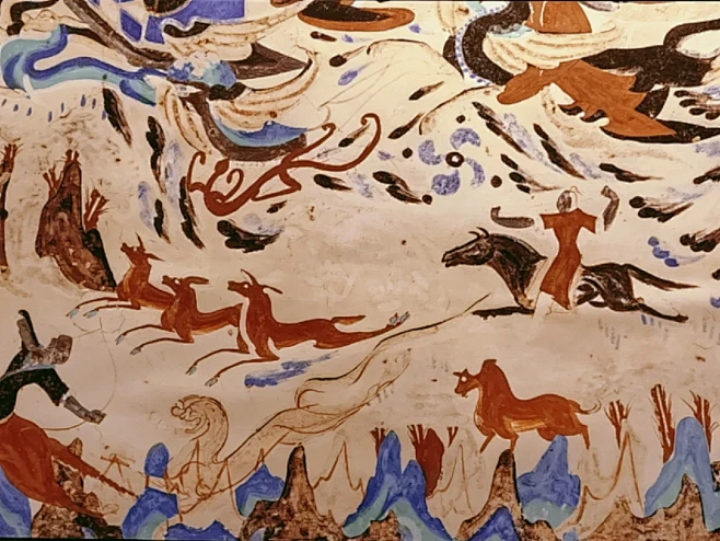 西魏《狩猎图》敦煌莫高窟·敦煌壁画