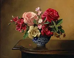 【花卉静物】 作者: 彼得 威哥门兹 （Pieter Wagemans）生于1948年8月11日靠近比利时安特卫普的城市 梅克瑟姆。1964年，15岁时，在安特卫普的皇家美术学院学习。1969年获平面设计和插画的学士文凭。之后，他便作为一个自由职业插画家和设计师，在各出版社工作了数年，这些都是他的作品。很惊叹！！！

