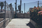 Urban sidewalk by the fences at Santa Barbara