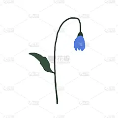 抽象的蓝色野花孤立在白色背景上。野生花卉植物。草甸和草本植物。精致的春花插画手绘平面风格