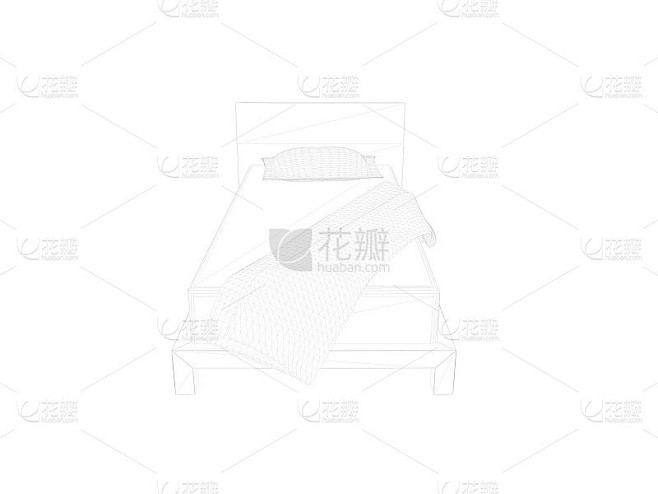 在白色背景上的内衬床的3d渲染