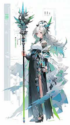 AI法师剑客角色设定图集 赛博朋克人物服装设计 游戏原画概念参考-淘宝网