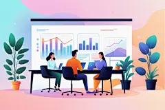 科技金融扁平风商务办公场景插画
