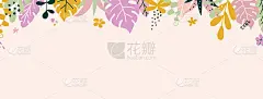 夏季长条幅热带叶和植物。封面设计。社交媒体模板故事。暑假的概念。彩色装饰边框、海报、广告。矢量图