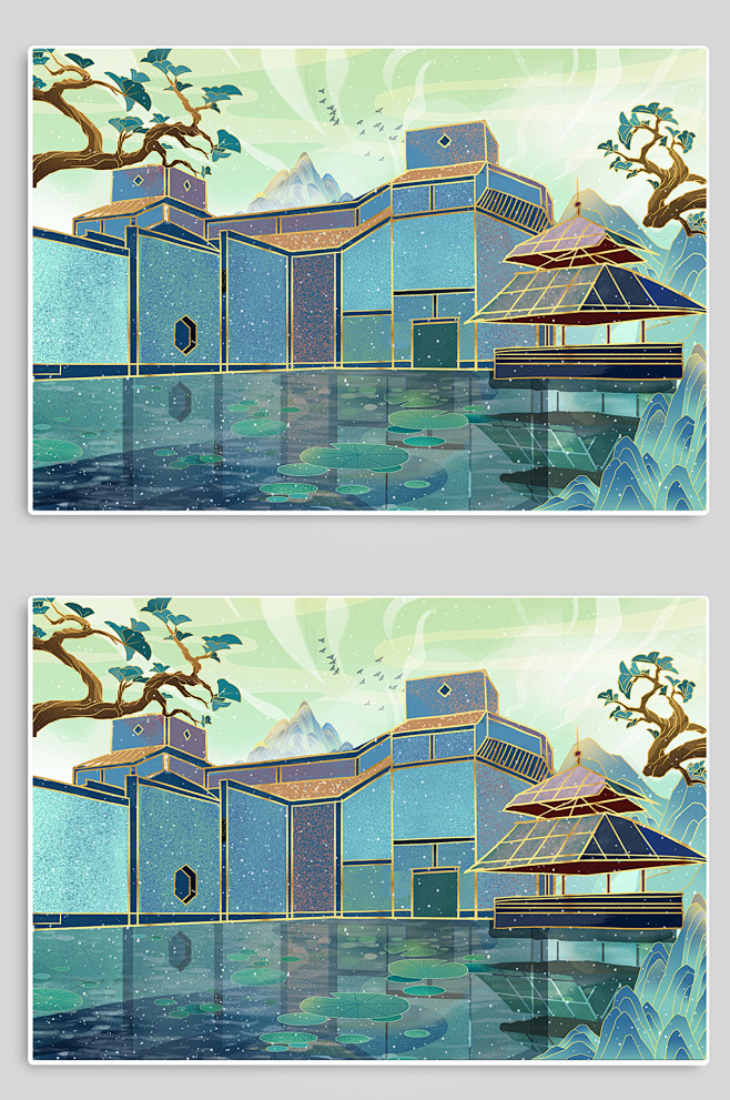 苏州博物馆苏州城市地标建筑插画-众图网