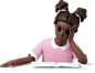 girl reading book and holding head Illustration in PNG, SVG