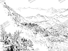 风景速写 【酷图网】线稿,风景速写,速写,野外速写,山速写作品,石板岩速写,自然景观速写,图片素材