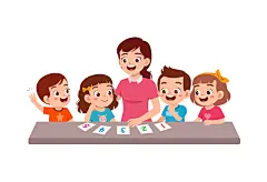 卡通儿童幼儿园幼教托班老师讲课启蒙教育学习插画ai矢量设计素材-淘宝网