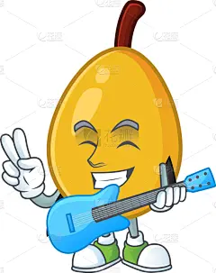 食品,吉他,枇杷,吉祥物,卡通,可爱的,清新,维生素,熟的,瘦身