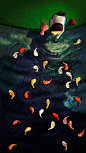 一组美轮美奂的小金鱼梦幻插画图片，作为水中的小精灵，金鱼桑不管到哪里都是精致的存在，即使在二次元里。