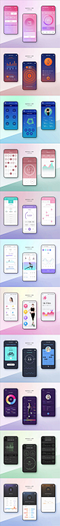11款运动健身主题UI界面PSD分层素材,健康监控UI界面,医疗相关app界面设计,手机APP界面设计模板,计步器页面,运动记录,PSD格式,154MB